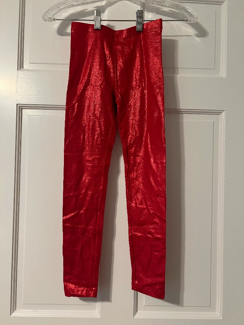 Red sparkly leggings